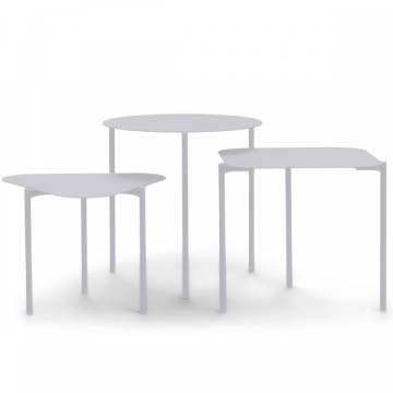 Set de 3 tables d'appoint Dorien 42/42/46.5 x 32.5/39/44 x 44/43/46.5 cm-gris