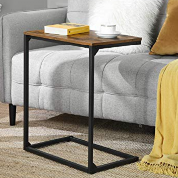 Table d'appoint rustique marron/noir - Utilisation à partir du canapé/lit et installation simple