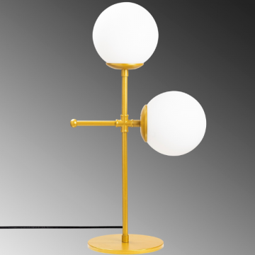 Opviq Lampe de table | Corps en métal | Bouchon en verre | Taille : 15x30cm | Hauteur : 55cm | Couleur : Or