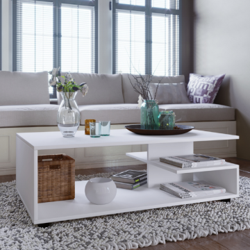 Seconde chance Table basse Ylana 3 niches-blanc 