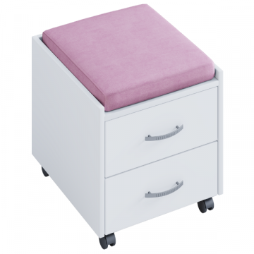Caisson à tiroirs Kjenta avec plumier et coussin de siège rose -2 tiroirs