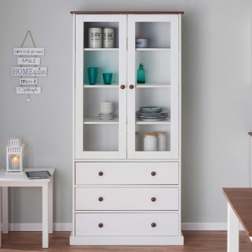 Armoire buffet Westerland | 90 x 38.4 x 190 | Pin massif | Couleur : Blanc
