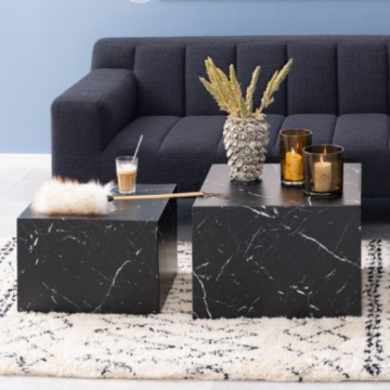 Ensemble de tables basses Dice (2 pièces, 58x58x40 cm) - marbre noir