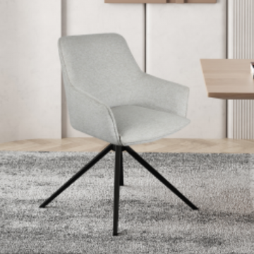 Chaise pivotante en tissu couleur sable 'Iris' | Pieds en métal | Rotation à 180°