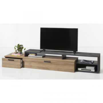 Meuble TV Vitto 270cm - décor chêne/aspect béton