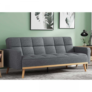 Canapé-lit Adana gris | Cadre en eucalyptus | Matelas en mousse froide | 84x214x84cm
