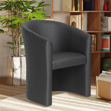 Charlie' PU Chaise coquille noir| H-H 81 x B-L 64 x D-P 62 cm