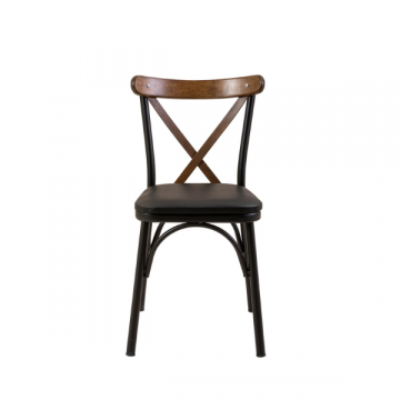 Chaise de salle à manger Vella - 48x46x87 cm - Cuir synthétique/noir 