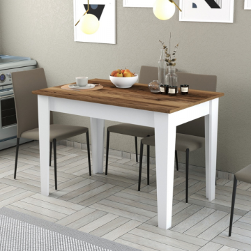 Table de cuisine Woody Fashion - 110x72x75 cm - Noyer/blanc 