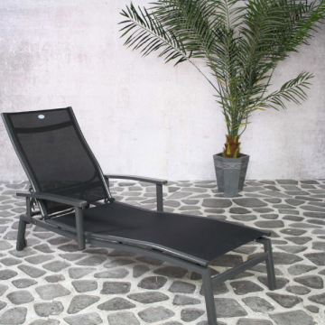 Chaise longue réglable Turin - 212x76x87 cm - Noir 