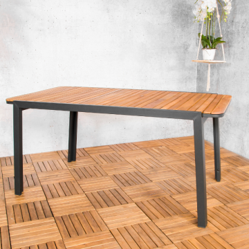 Table de salle à manger rectangulaire Dexter - 160x90x76 cm - Noir/bois d'acacia 