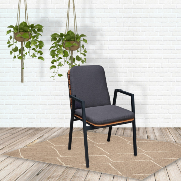 Chaise de salle à manger Dexter - 60x70x87 cm - Noir/bois d'acacia 