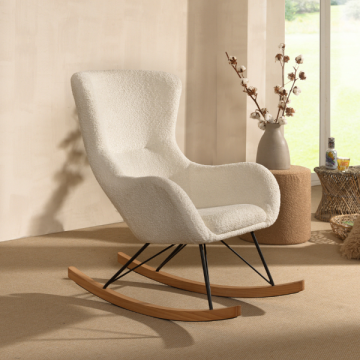 Rocky rocking chair - 96x75x101 cm - Bouclé/blanc 