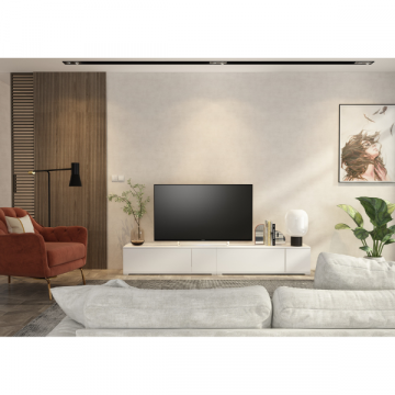 Meuble TV Unique - 111x38x32 cm - Blanc/aggloméré mélaminé