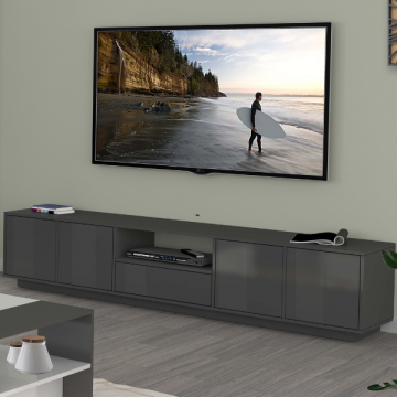 Meuble TV Orlando | 220 x 41,5 x 46 cm | Lacquered Anthracite Design