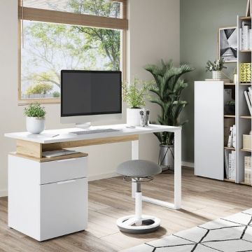 Ensemble de bureau Yannai | bureau avec rangement, armoire à dossiers | Oak White design