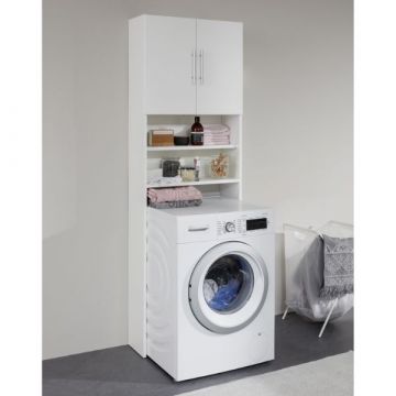 Armoire pour lave-linge Basix | 64 x 25 x 190 cm | Revêtement mélaminé, blanc