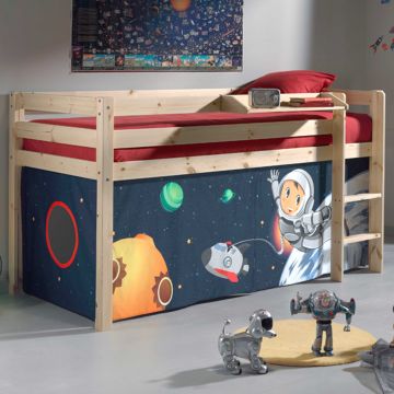 Lit mi-hauteur Charlotte avec tente de lit Astronaute - naturel