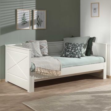 Canapé-lit Pepin extensible bois de pin - blanc