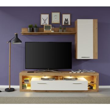 Ensemble salon Rock | Meuble TV, étagère, meuble haut | décor Wotan Oak White