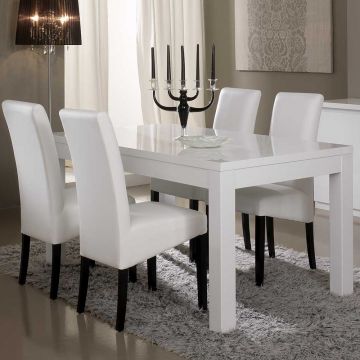 Table à manger Roma 160x90 cm rectangle-blanc brillant 