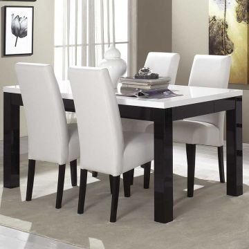 Table à manger Roma 190x90 cm rectangle-noir/blanc brillant