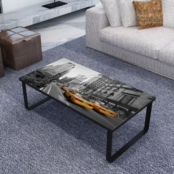 Table basse New York 105x55 métal & verre - noir
