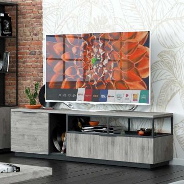 Meuble TV Savanna 180cm 1 porte & 1 tiroir - gris 