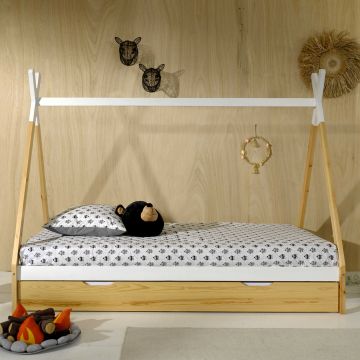 Lit Tipi 90 x 200cm avec tiroir de lit - bois pin