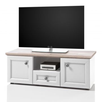 Meuble TV Norah 122cm - blanc/brun