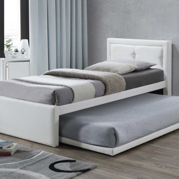 Lit Rodan avec tiroir de lit similicuir - blanc