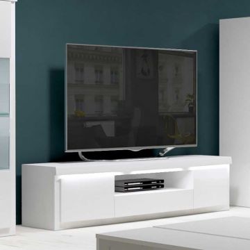 Meuble TV Siola 160cm 2 portes & 1 tiroir - blanc