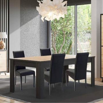 Table à manger Wiva 160x90 - noir/bois