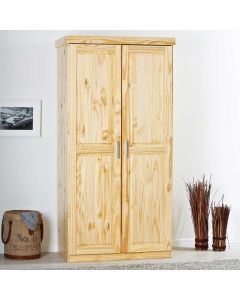 Garde-robe Léon 95cm avec 2 portes - bois de pin