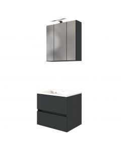 Set meuble lavabo Brama 60cm - graphite/gris mat
