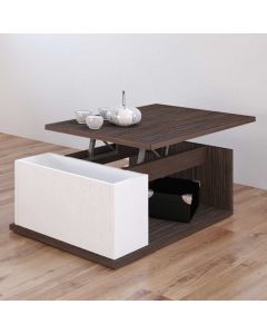 Table basse Ora 90x55 avec plateau relevable - brun/blanc