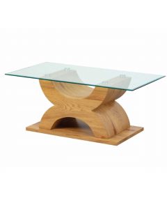 Table basse Xhadas 110cm - verre/chêne 