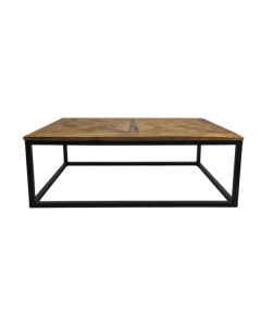Table basse Maher rectangle 110x70cm-noir/teck avec grains de bois