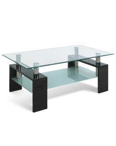 Table basse Alana panneau de particules/verre - noir