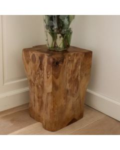 Tabouret Block rectangle-teck tronc d'arbre avec forme naturelle