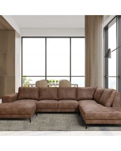 Canapé d'angle Wout droit similicuir - brun