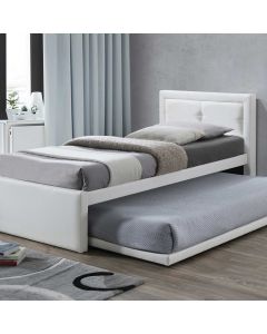 Lit Rodan avec tiroir de lit similicuir - blanc